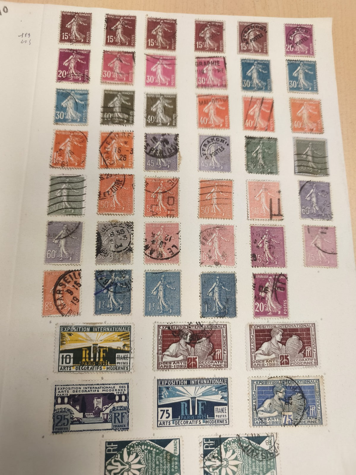 Lot timbres France Semeuse et Arts Décoratifs années 1920-30 philatélie