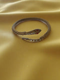 Bracelet serpent vintage doré strass, bijou rétro métal doré années 70
