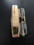Étui lunettes ancien Imperial Glasses doré + pince-nez vintage optique rétro