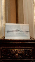 Carte postale ancienne navire Dunera paquebot maritime vintage noir et blanc