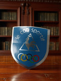 Autocollant vintage Le Coq Sportif bouclier bleu logo Jeux Olympiques rétro