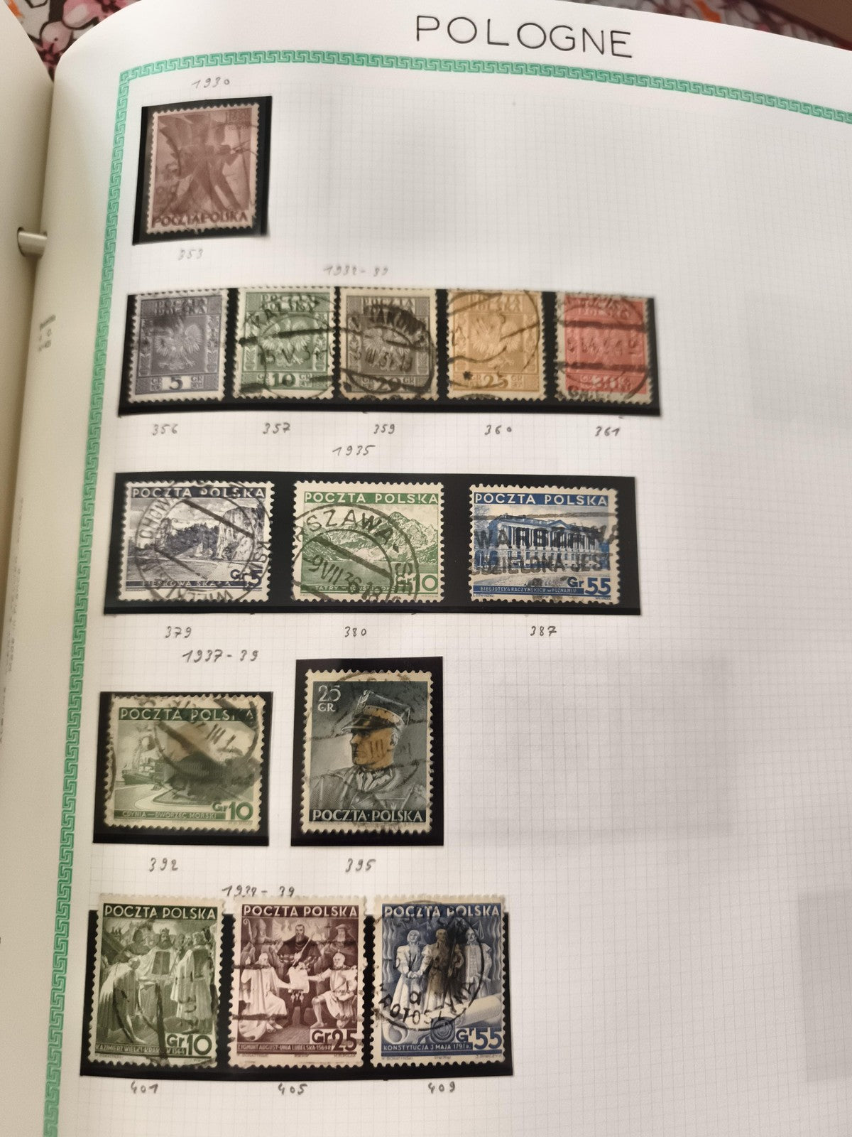 Timbres Pologne anciens oblitérés Poczta Polska lot x12 philatélie couleurs