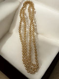 Collier perles beige vintage, bijou fantaisie ancien rétro double rang