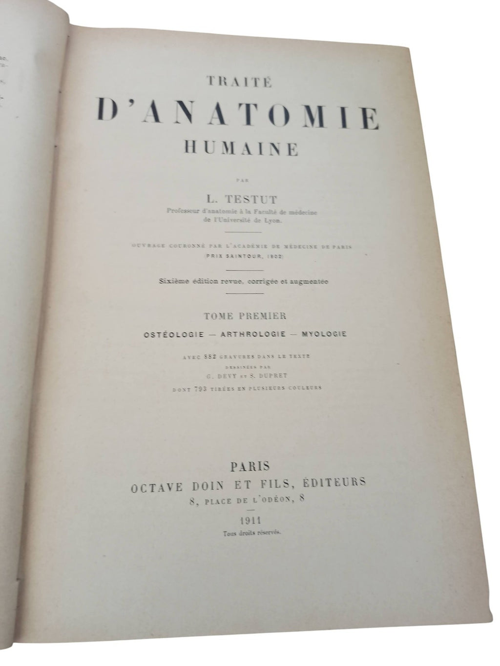 Livre ancien d'anatomie humaine 1911 reliure marbrée vintage illustrations rare