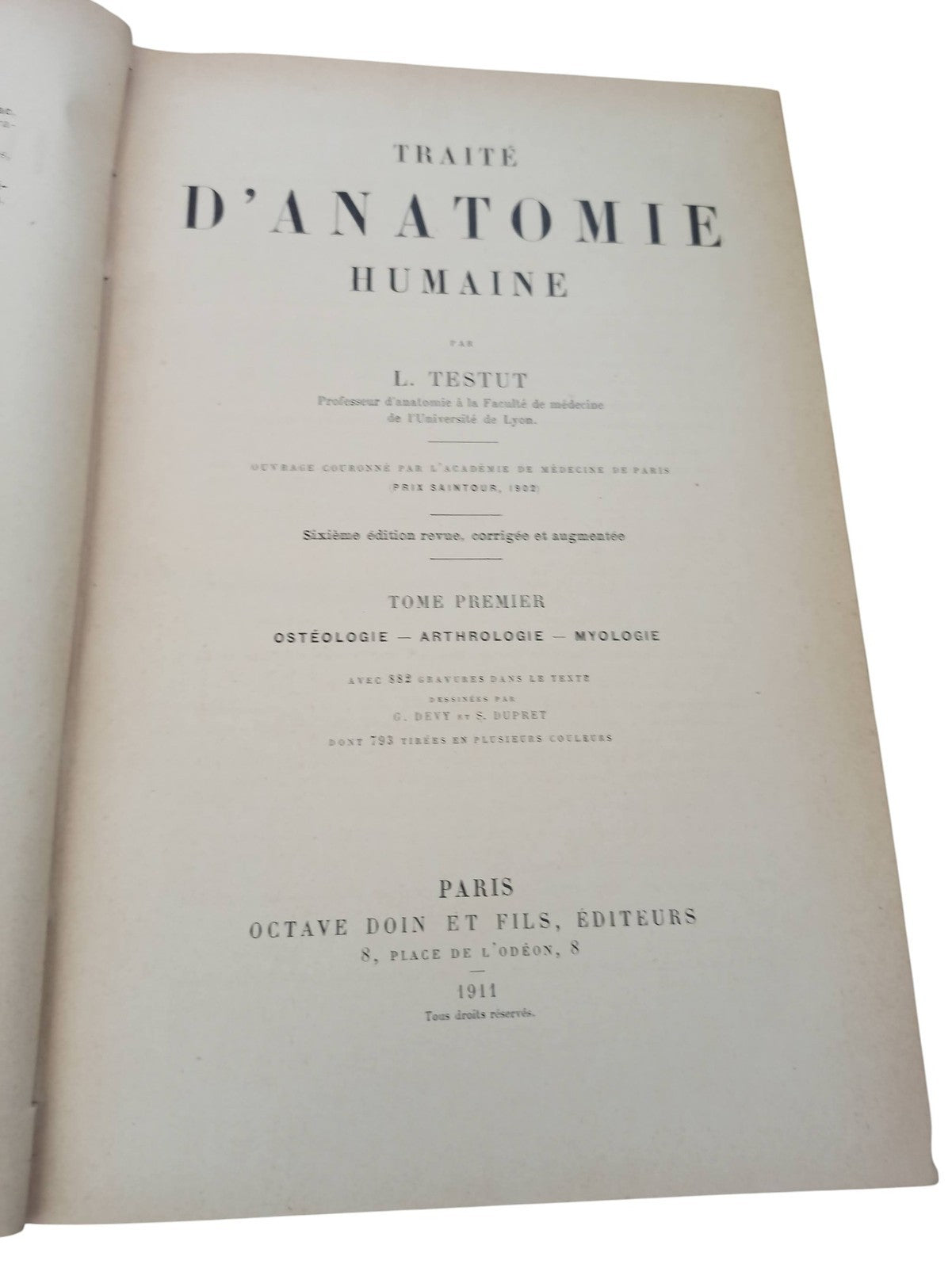 Livre ancien d'anatomie humaine 1911 reliure marbrée vintage illustrations rare