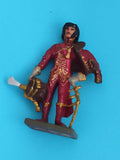 Figurine ancienne en plomb officier époque XVIIIe rouge doré vintage soldat
