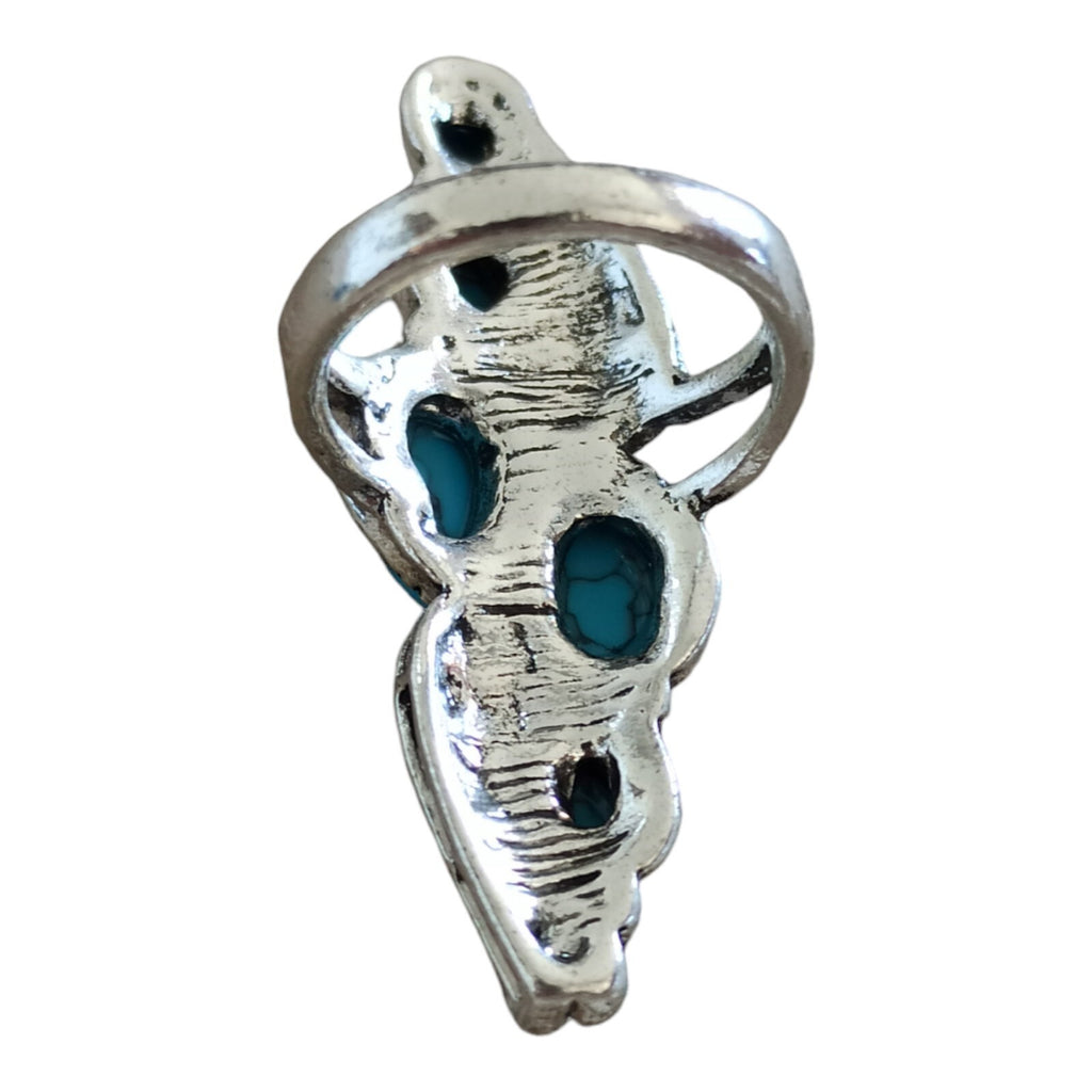 Bague femme turquoise style bohème taille 54 pierre bleue sertie