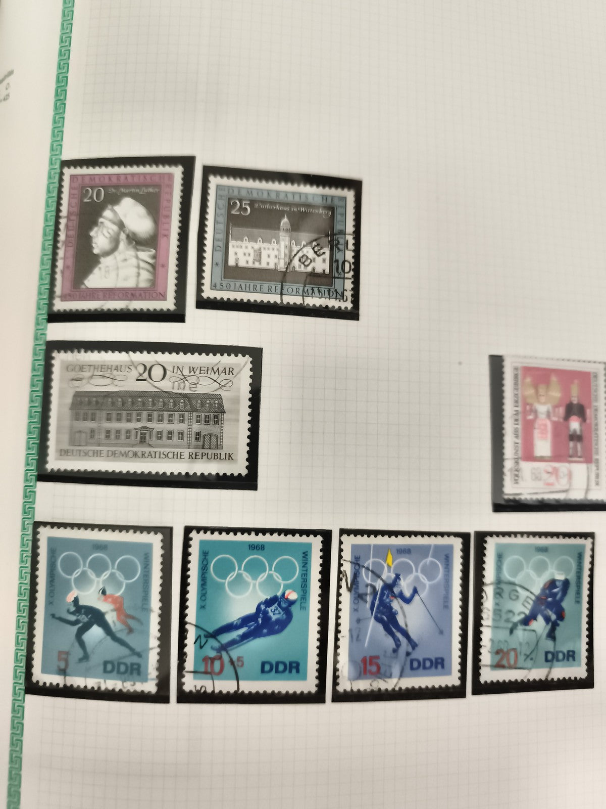 Timbres DDR oblitérés Jeux Olympiques 1968 et thématiques Allemagne de l’Est