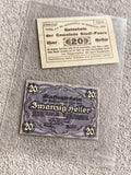 Billet ancien 20 Heller Stadl-Paura 1920 Autriche notgeld violet coupon