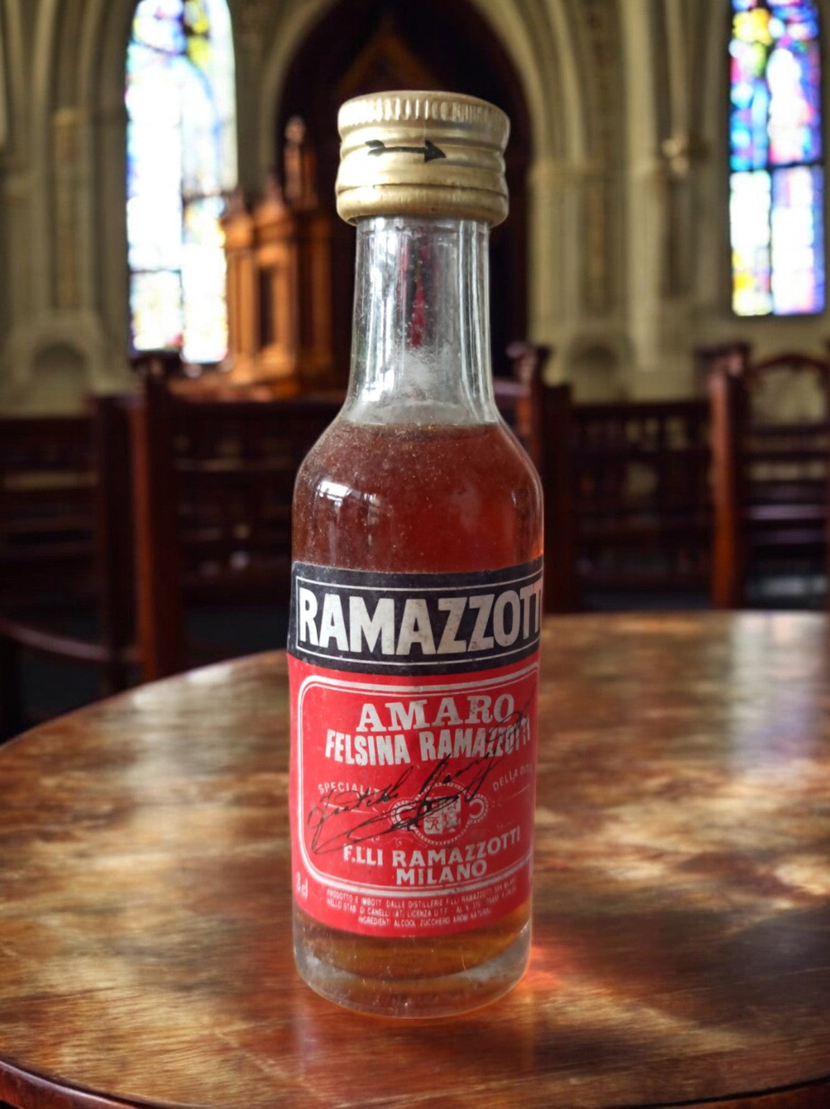 Mignonnette vintage Ramazzotti Amaro ancienne étiquette Italie rare