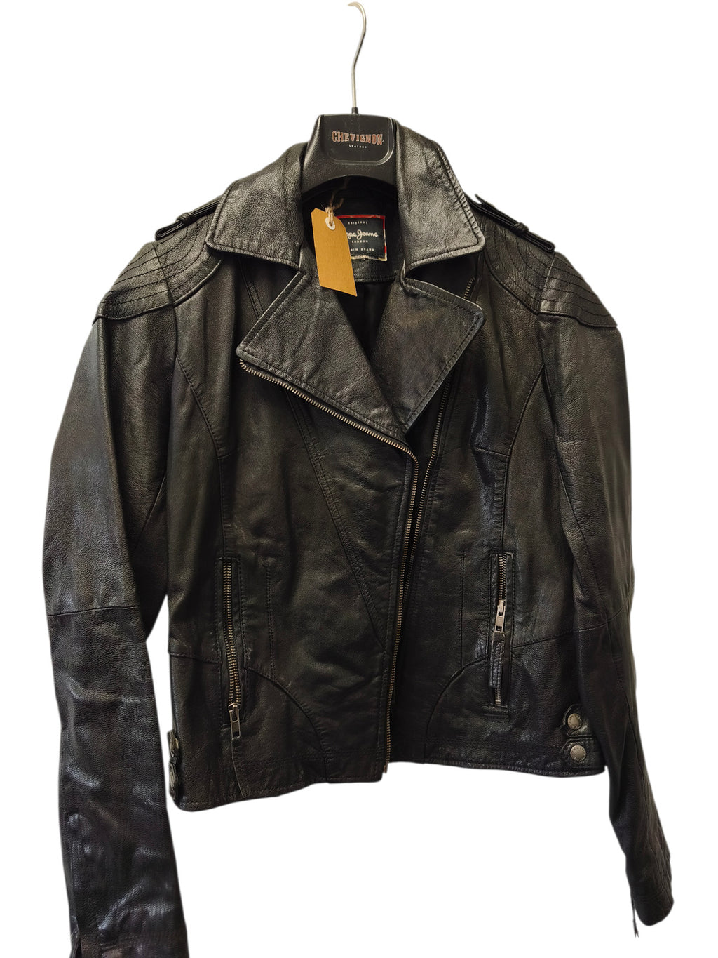 Blouson cuir homme vintage Pepe Jeans L veste ancienne rétro collectionneur