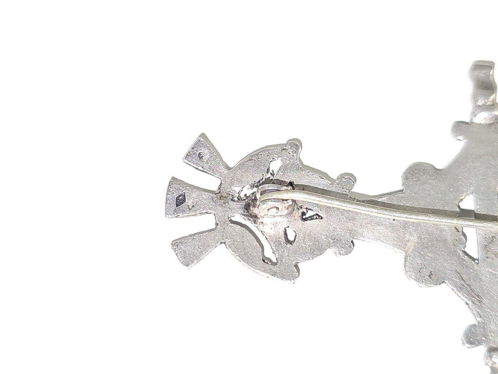 Broche vintage berbère en argent ancien, bijou ethnique traditionnel d'occasion