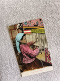 CPA illustrée tissage tapis orientale scène colorisée école artisanat