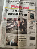 Ancien journal Le Provençal 1995 O.M. Marseille vintage une du 8 avril presse