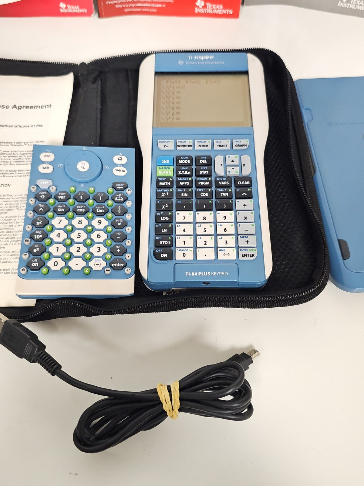 Calculatrice graphique TI-Nspire Texas Instruments + clavier TI-84 PLUS, complèt