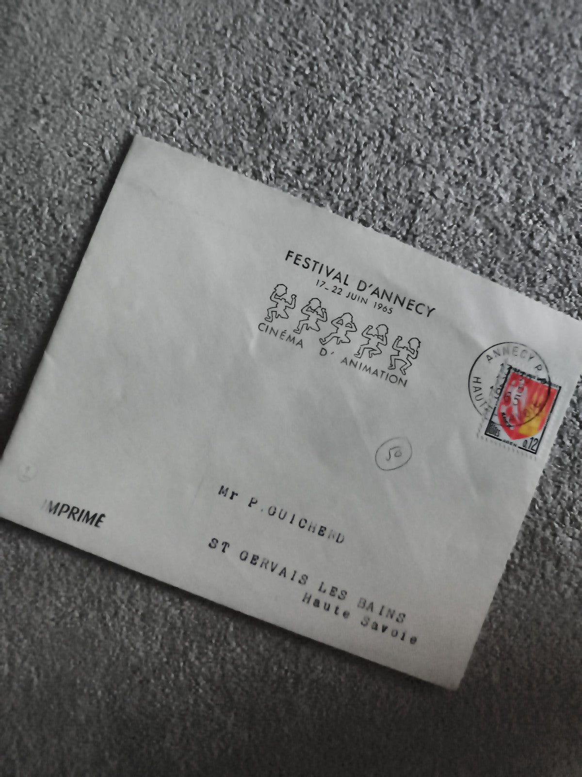 Lettre Festival d’Annecy 1985 cinéma animation oblitérée Haute-Savoie philatélie