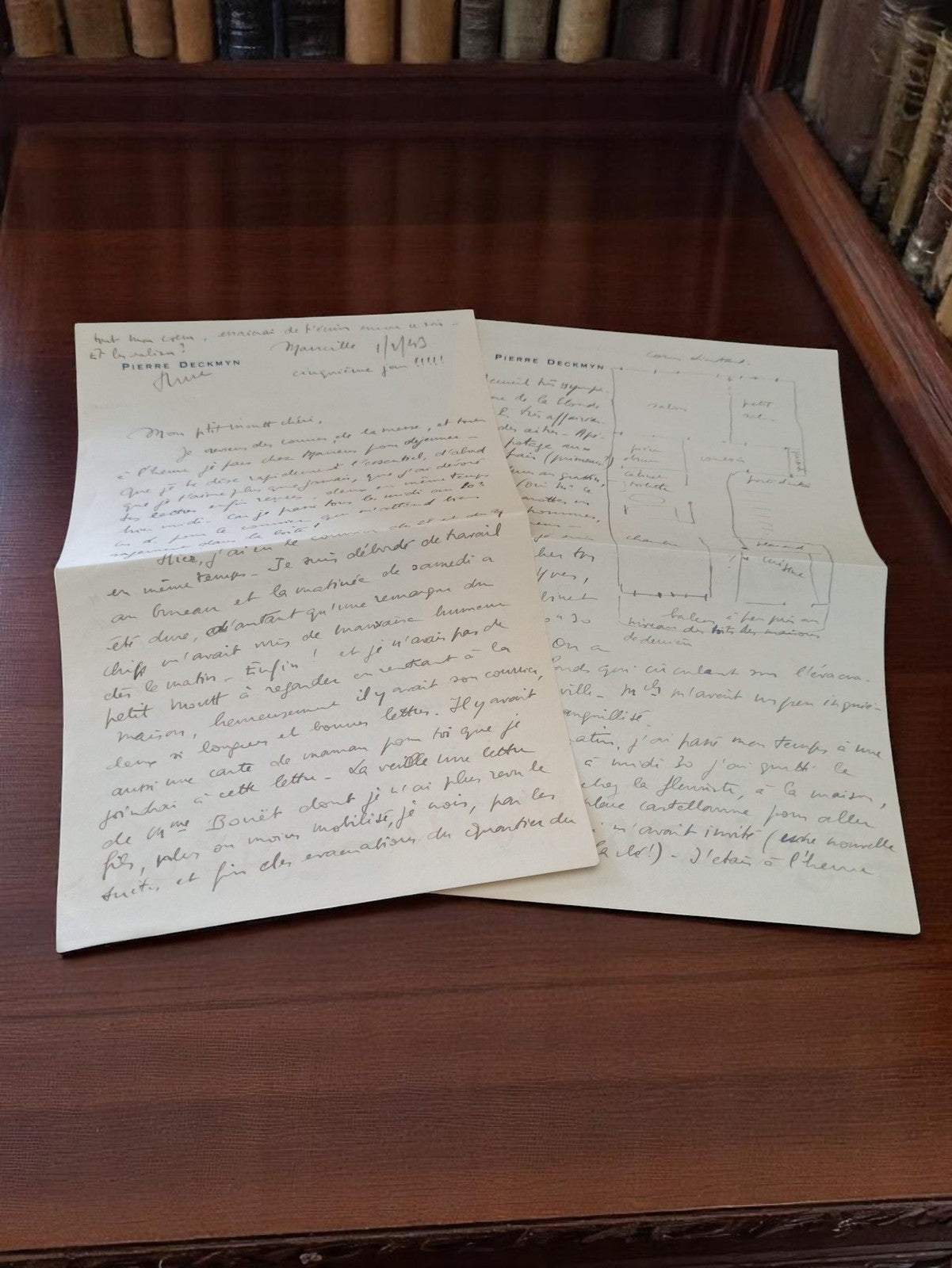 Lettre manuscrite ancienne 1943 Pierre Deckmyn guerre 39-45 papier vintage