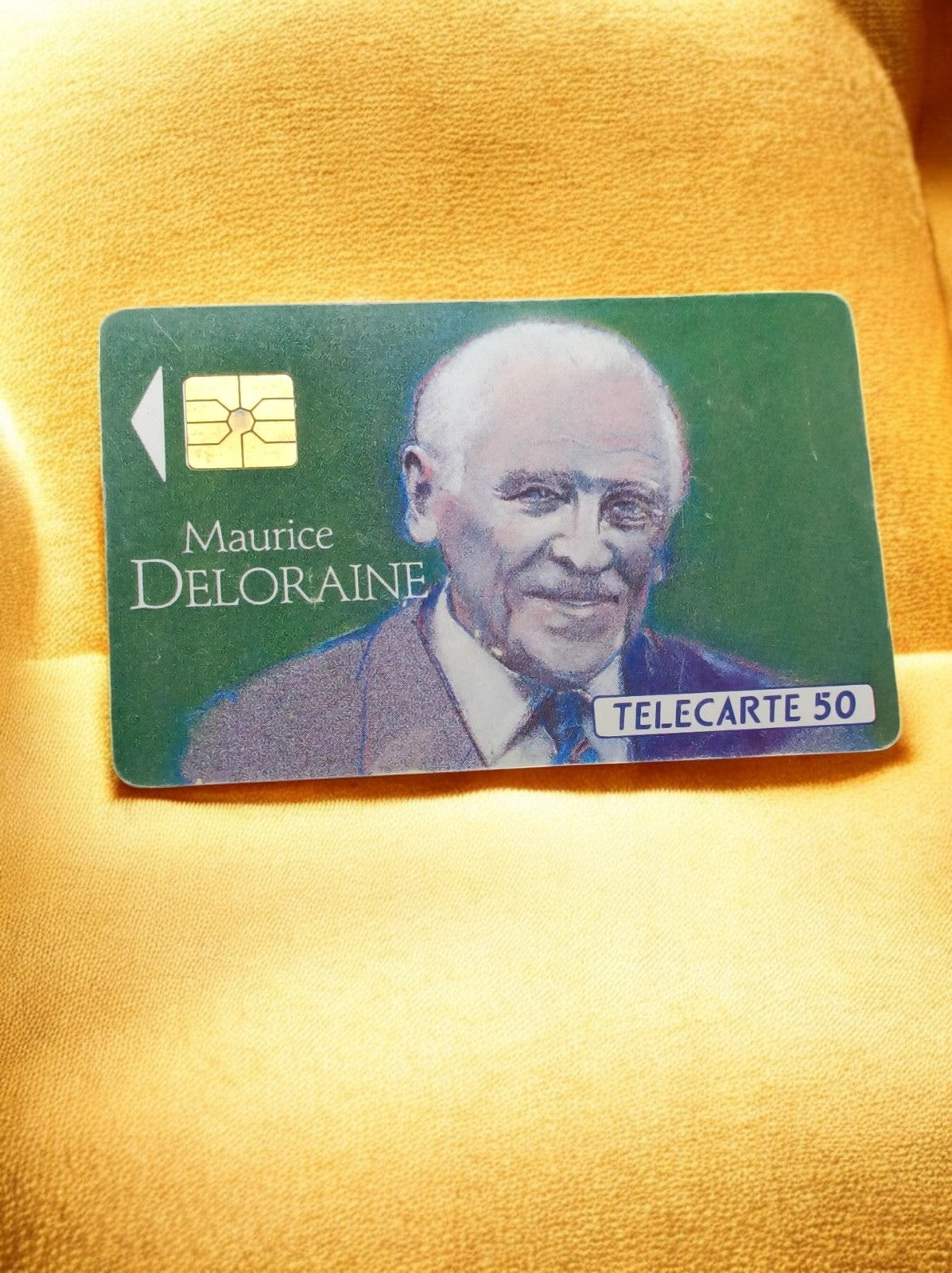 Carte téléphonique vintage Maurice Deloraine puce 50 unités rétro design