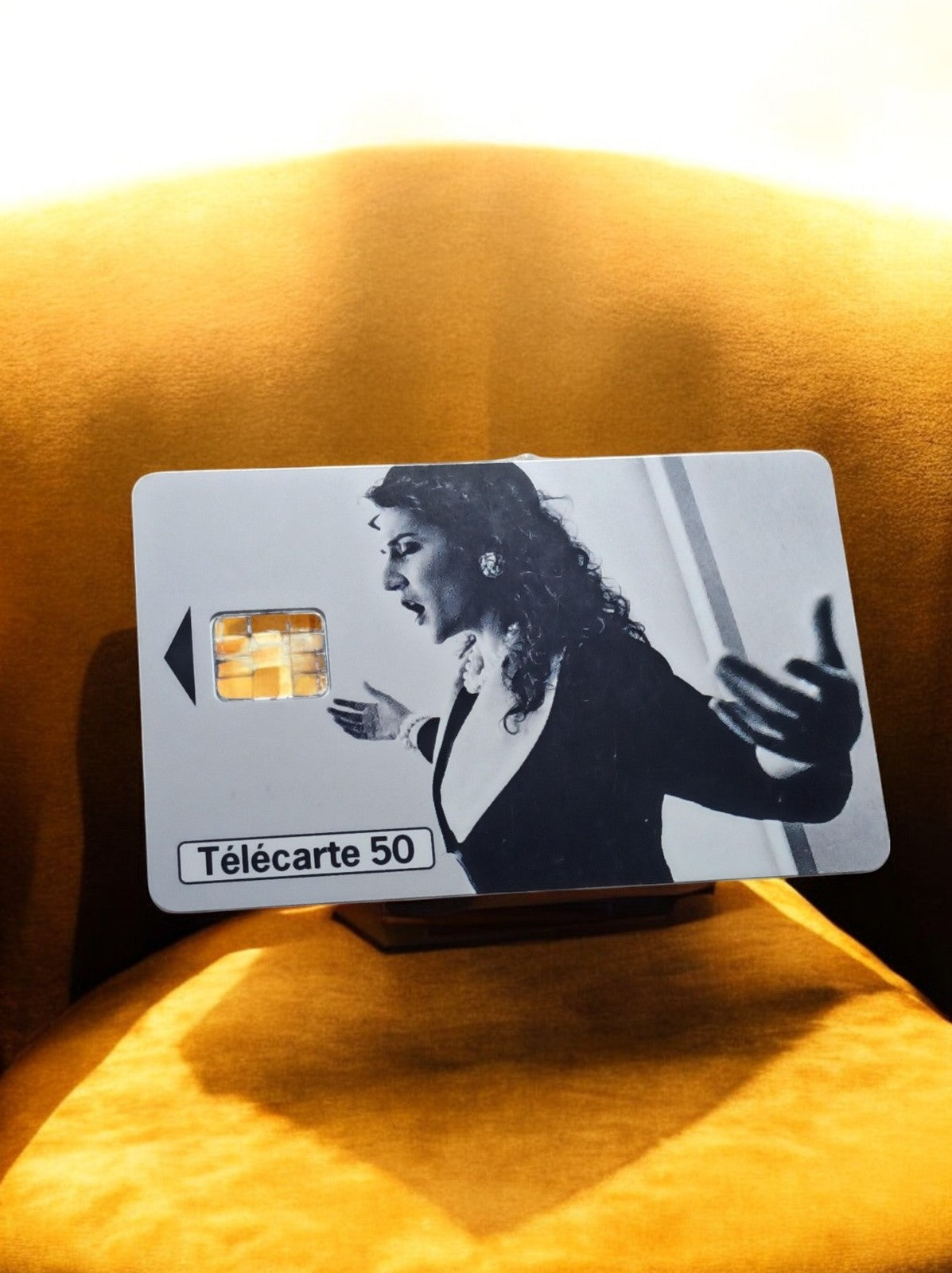 Télécarte 50 unités vintage noir et blanc chanteuse – Carte téléphonique rétro