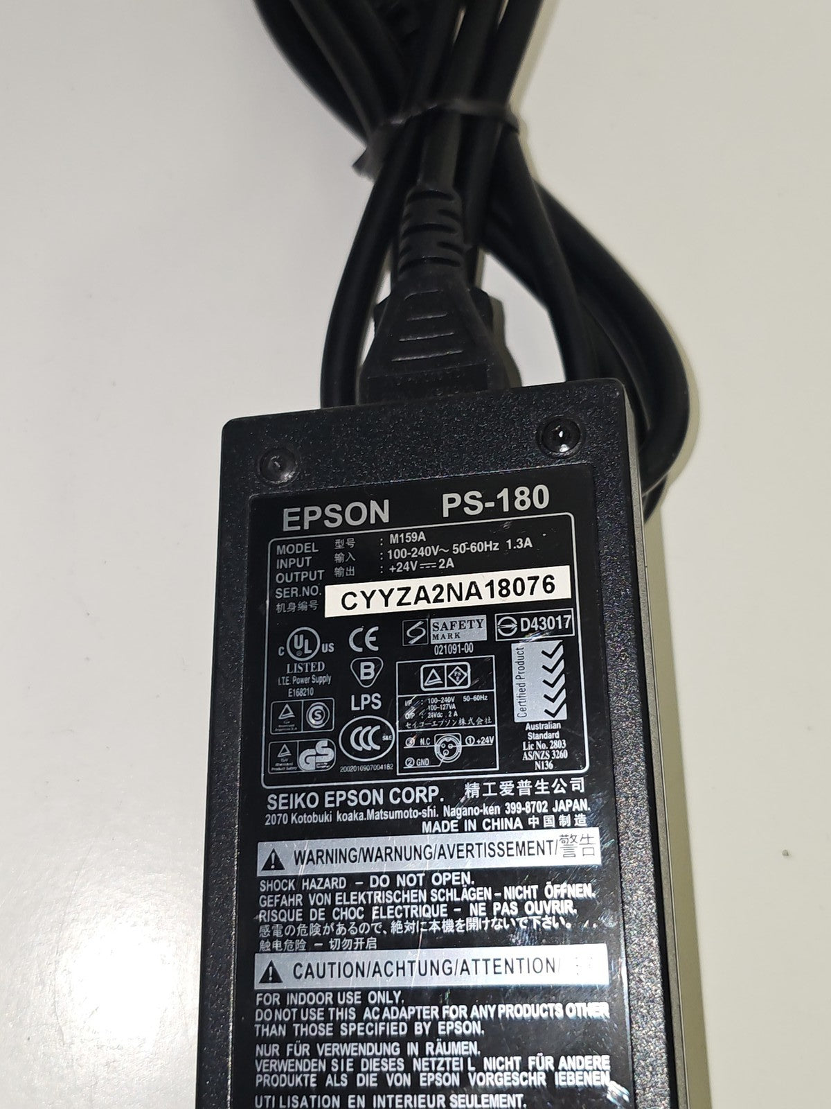 Alimentation secteur Epson PS-180 d?occasion, bloc adaptateur officiel pour impr