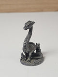 Petite figurine dragon en plomb décorative mini statuette fantasy métal gris