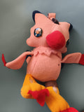 Peluche Digimon Biyomon rose jaune bleu, doudou manga, jouet animé