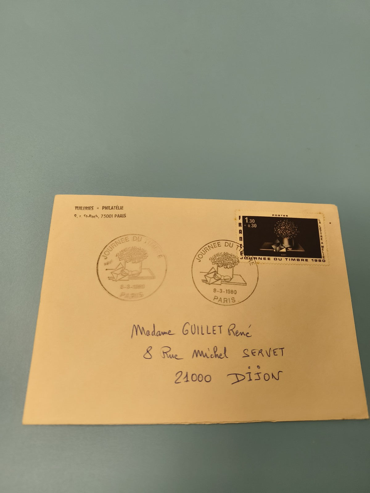 Ancienne enveloppe philatélie Journée du Timbre 1980 cachet Paris timbre France