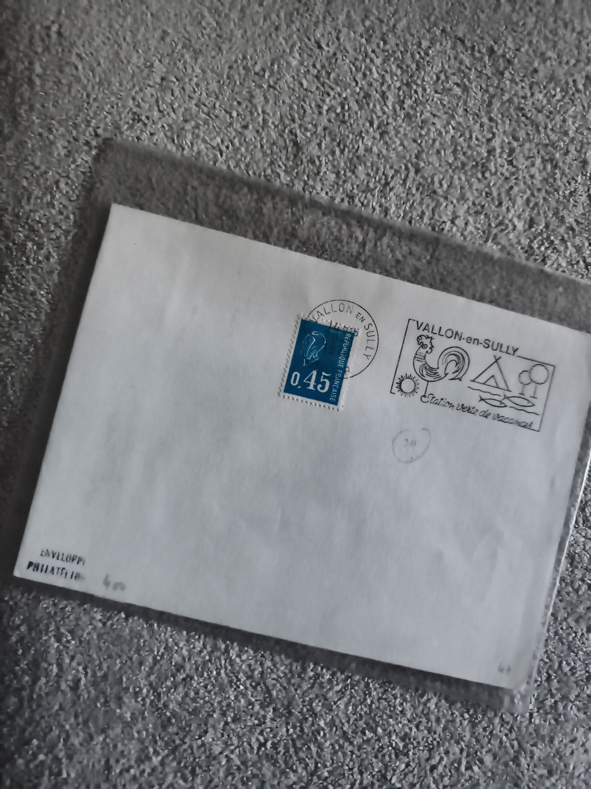 Lettre oblitérée Vallon-en-Sully Marianne 0,45 bleu enveloppe philatélie (Ref 27