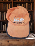 Casquette Ice Watch orange vintage, broderie logo, visière noire, original
