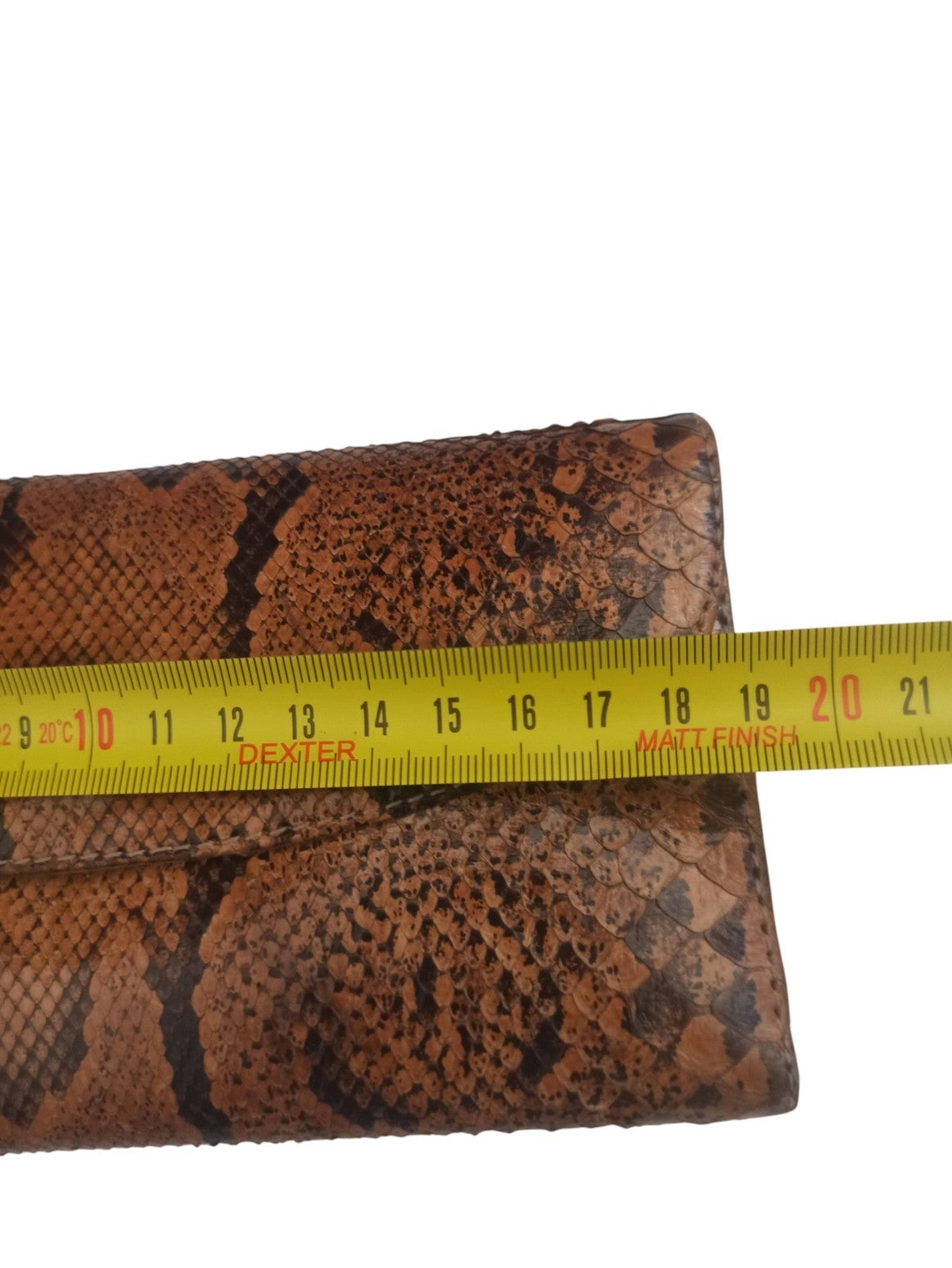 Portefeuille vintage cuir reptile marron, accessoire rétro ancien femme