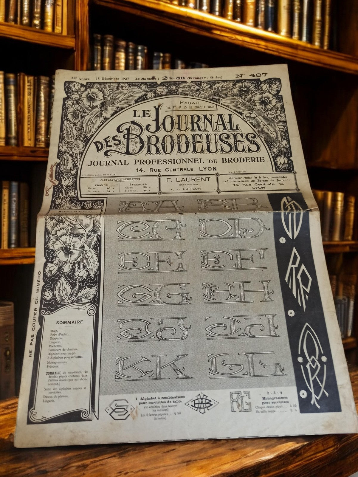 Magazine ancien broderie Le Journal des Brodeuses 1937 motif alphabet vintage