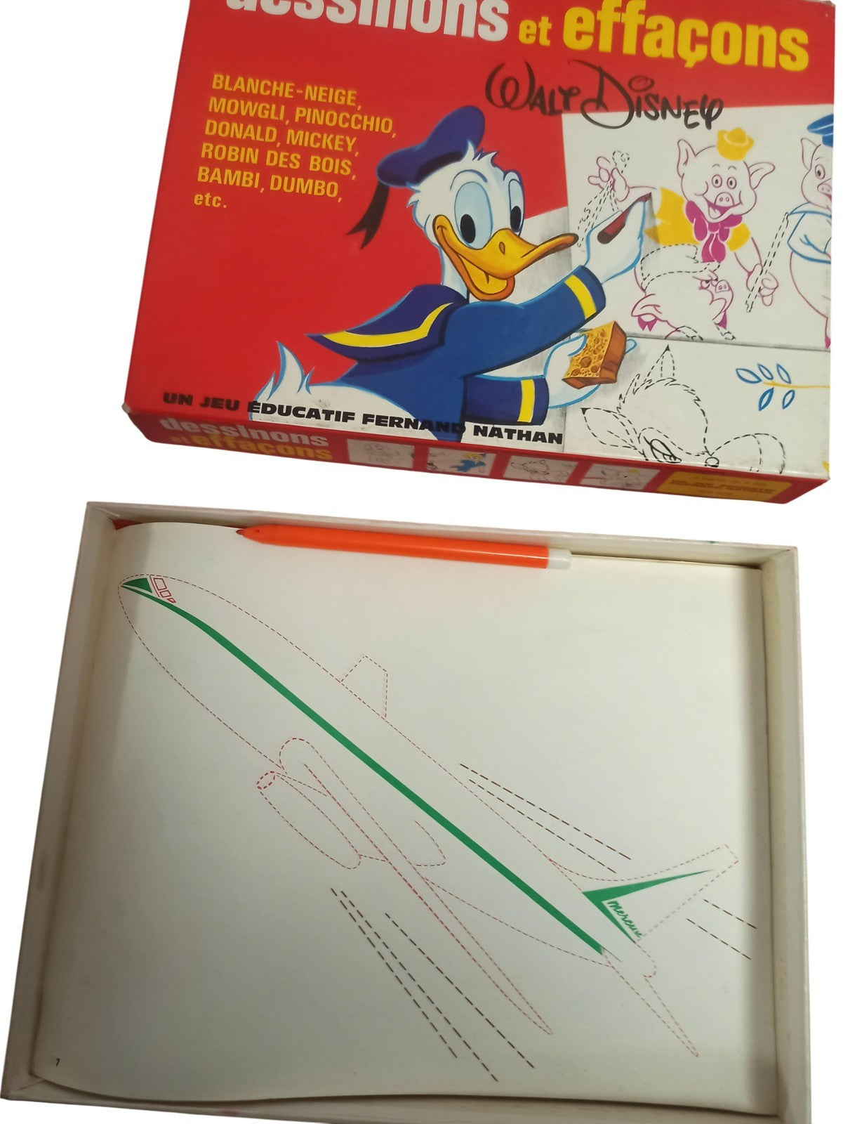 Jeu éducatif Disney dessinons et effaçons vintage Fernand Nathan rétro ancien
