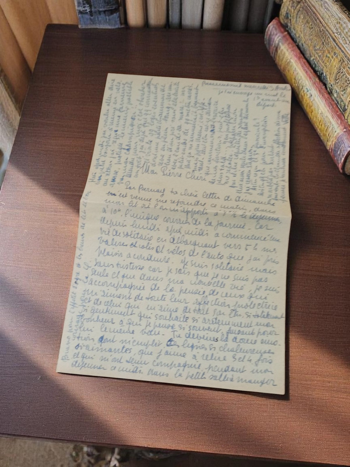 Lettre manuscrite 1939-1945 correspondance guerre France papier bleu