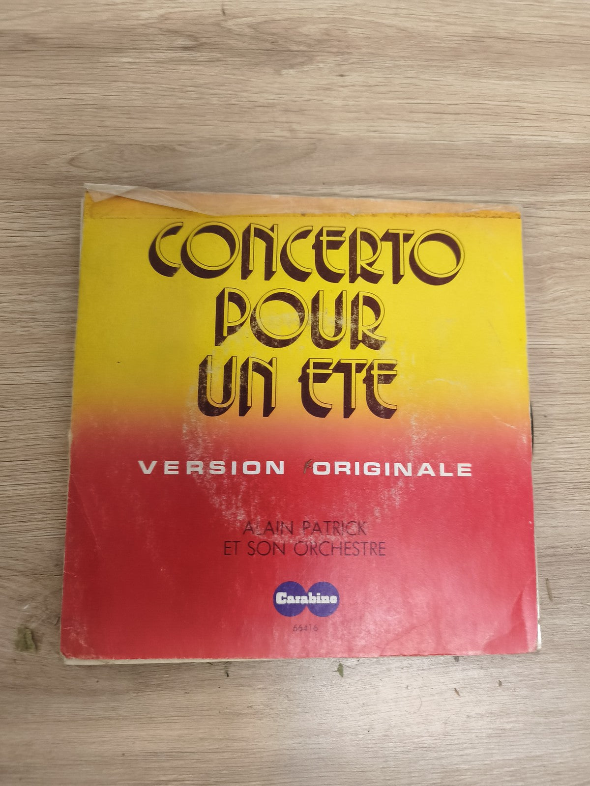 Vinyle 45T Concerto Pour Un Été Alain Patrick et Son Orchestre pochette dégradé