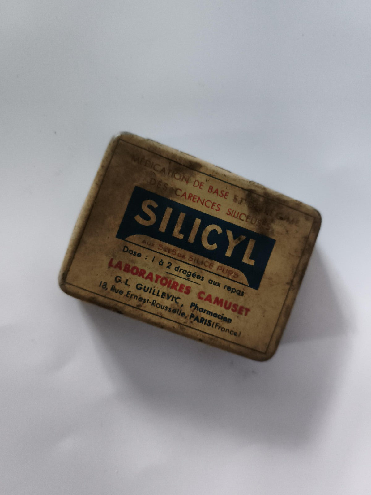 Boîte ancienne SILICYL Laboratoires Camuset Paris pharmacie vintage déco