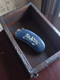 Briquet vintage bleu GRAFIT état d’usage, allumeur rétro ancien