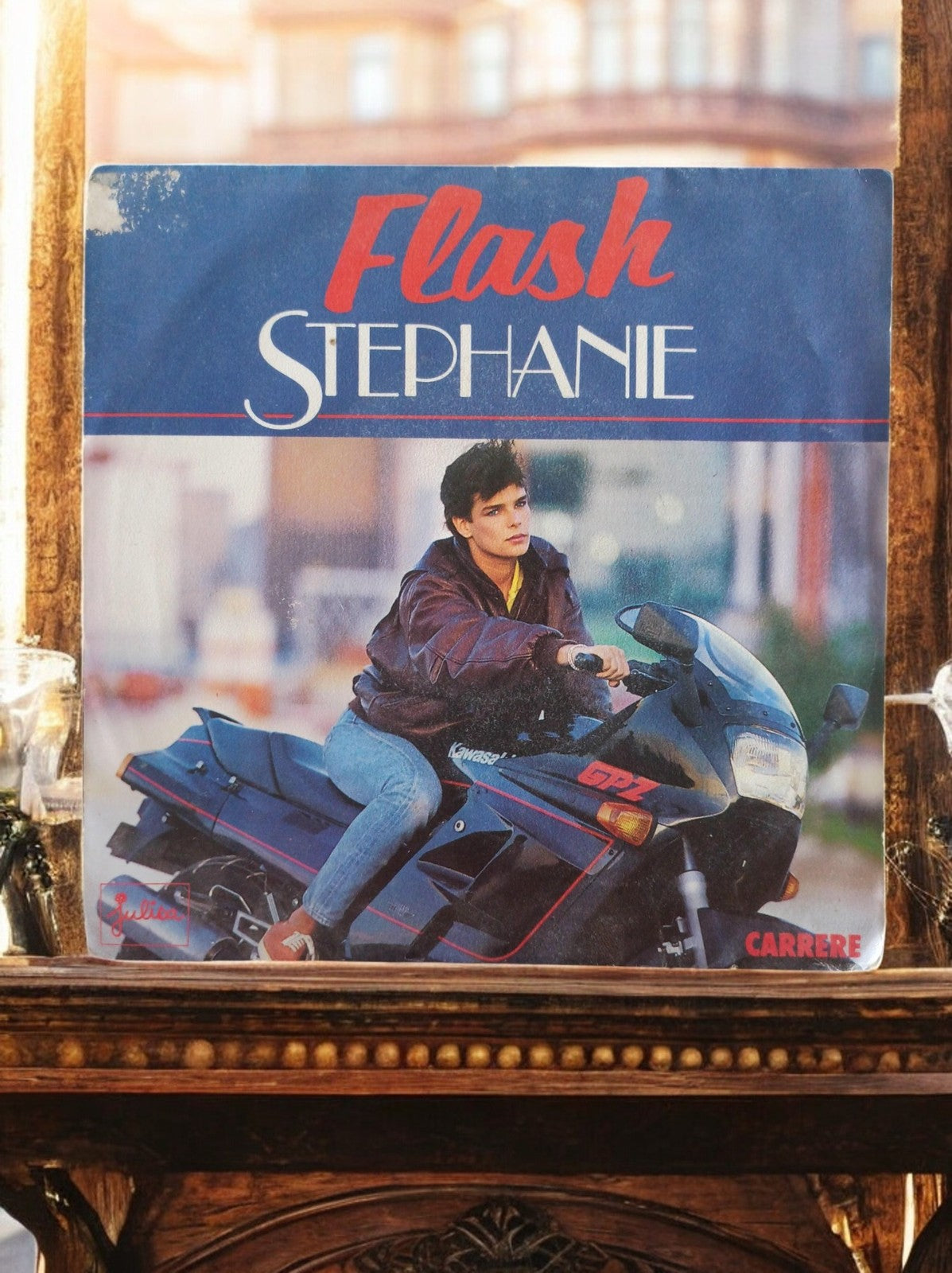 Vinyle 45T Stephanie Flash pochette moto Kawasaki GPZ Carrere