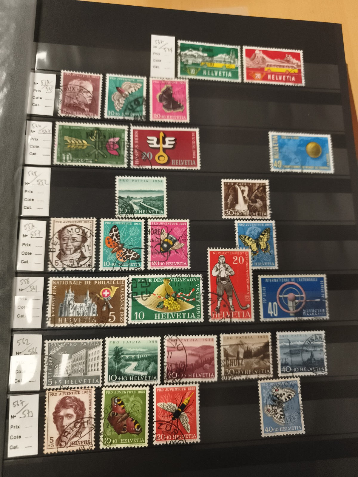 Timbres Suisse Helvetia lot x25, motifs Pro Juventute, faune flore, oblitérés