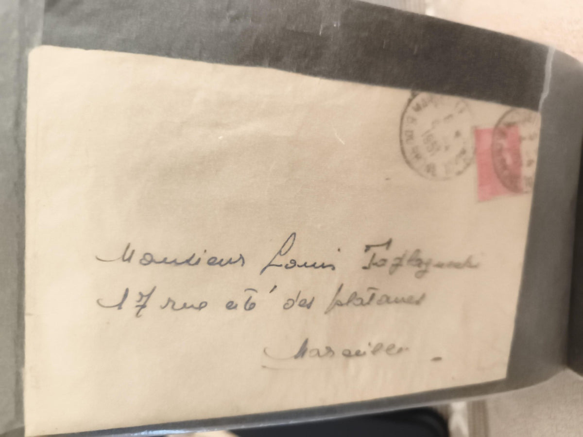 Lettre ancienne affranchie timbre rouge oblitéré Marseille philatélie