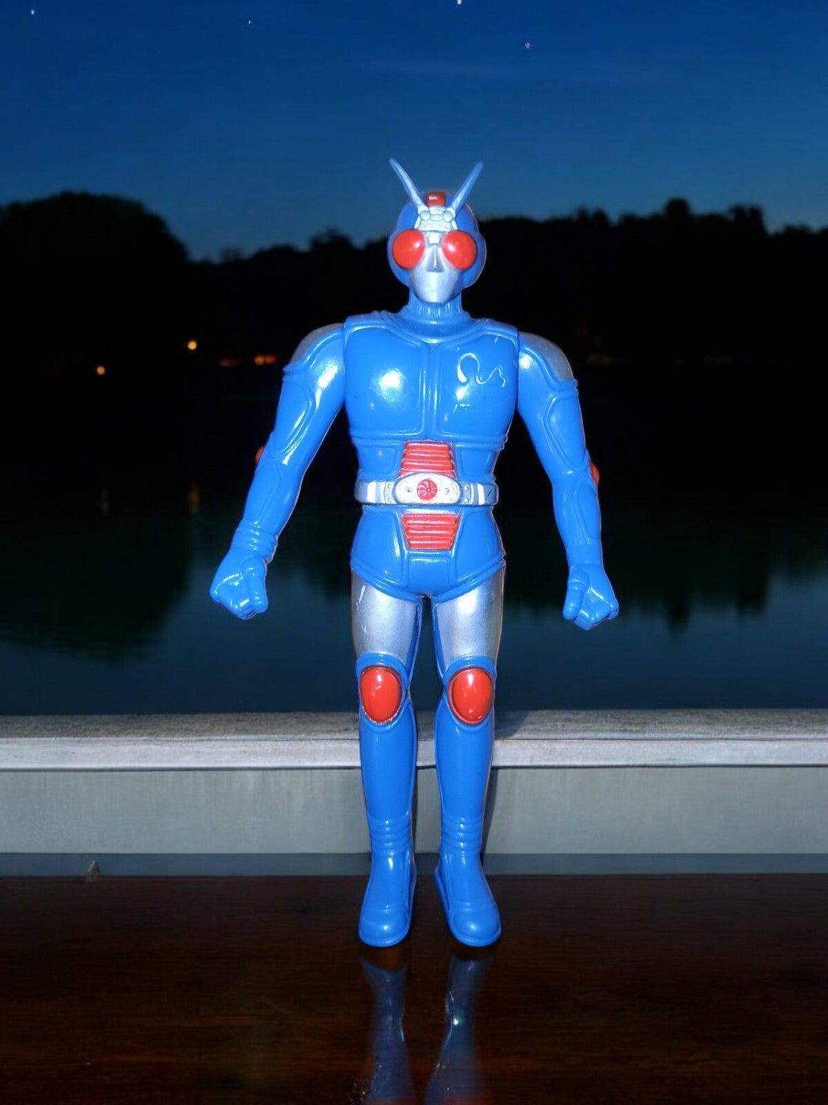 Figurine vintage Kamen Rider RX Bandai 1988 bleu rouge Sofubi jouet Japon