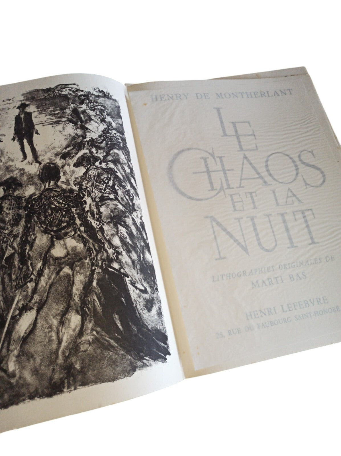 Livre illustré Le Chaos et la Nuit Montherlant Marti lithographies rare