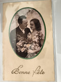 Carte postale ancienne Bonne Fête photo couple rétro début XXe CPA