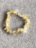 Bracelet pierres naturelles éclats jaune clair, perles irrégulières, bijou fanta