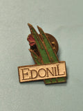 Pin's vintage EDONIL émaillé, motif herbe verte et fleur, collection ancienne