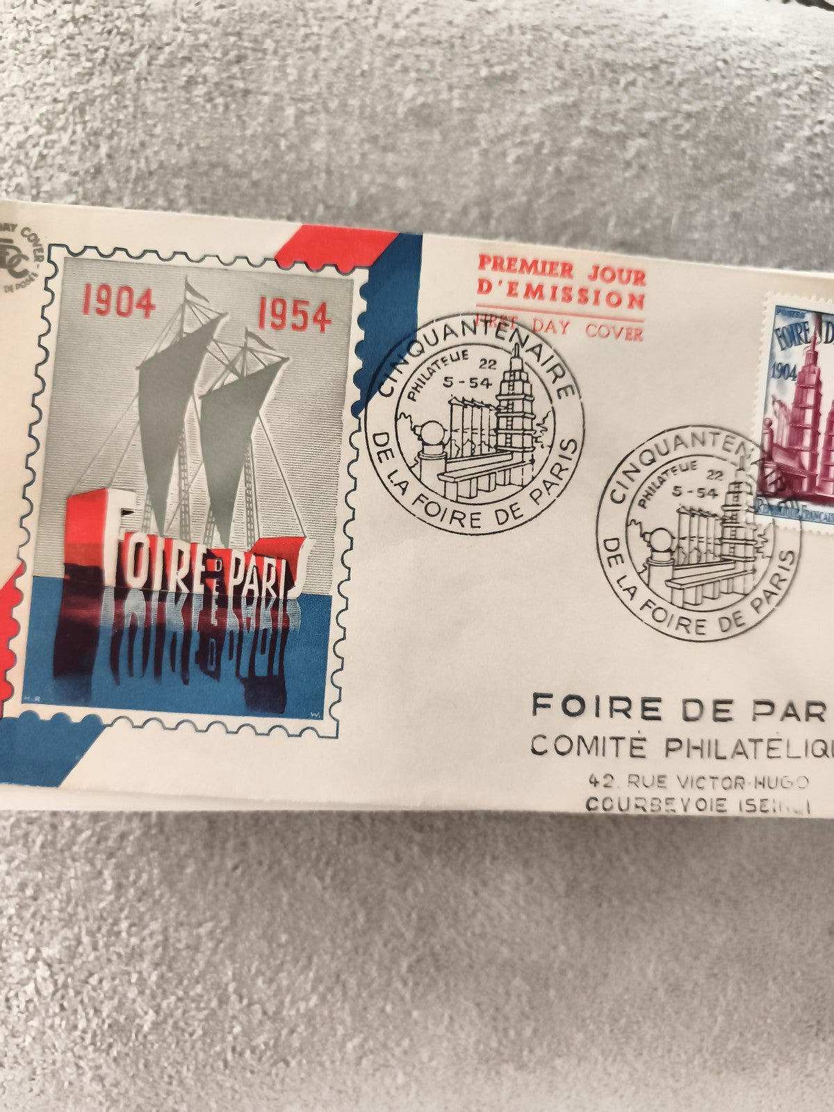 Lettre premier jour Foire de Paris 1954 Cinquantenaire cachet philatélie ancien