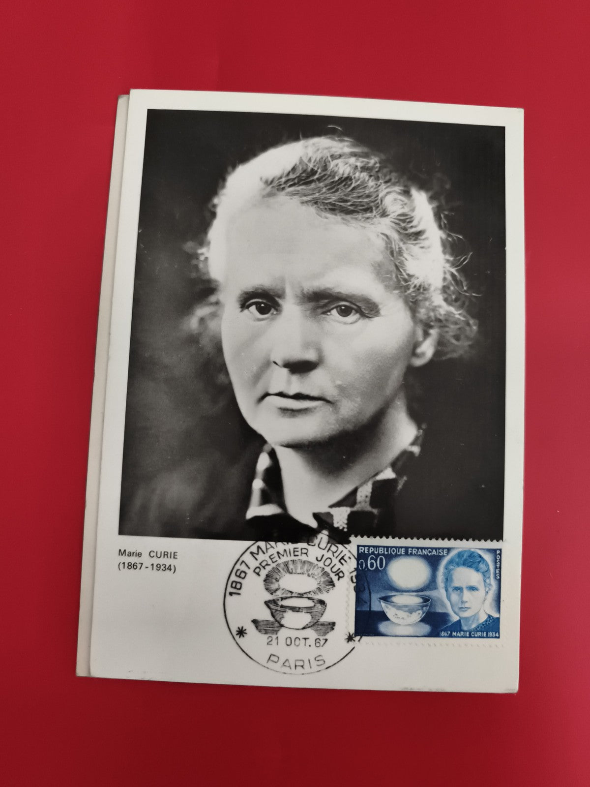 Carte Premier Jour Marie Curie 1967 timbre 0,60 F Paris philatélie