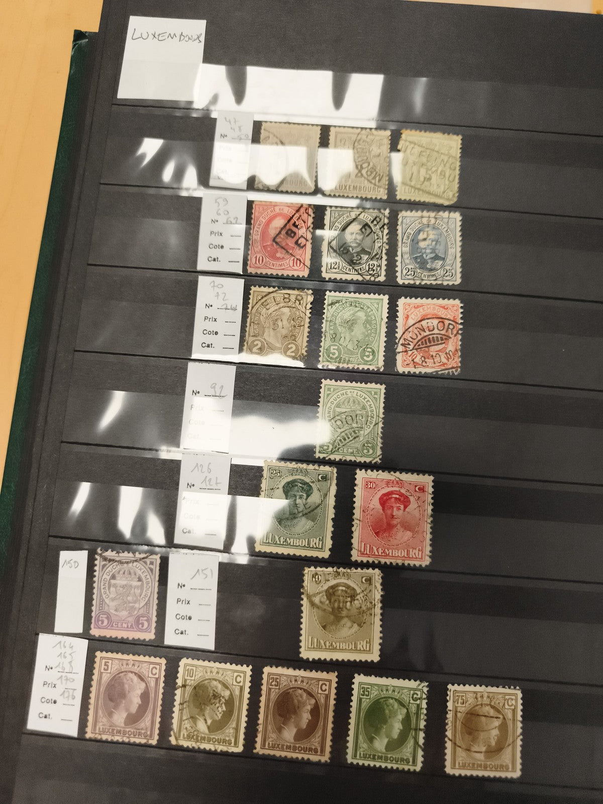 Timbres Luxembourg anciens oblitérés, lot philatélie, profils et portraits
