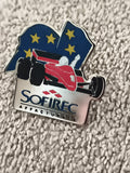 Pin's vintage SOFIREC Formule 1 drapeau Europe, auto sport, affacturage (Ref 7)