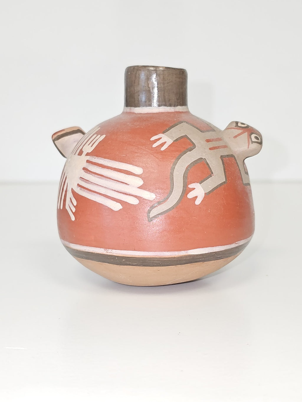 Ancien petit pot vintage Nasca Pérou signé Jenny Calle, objet de collection rare