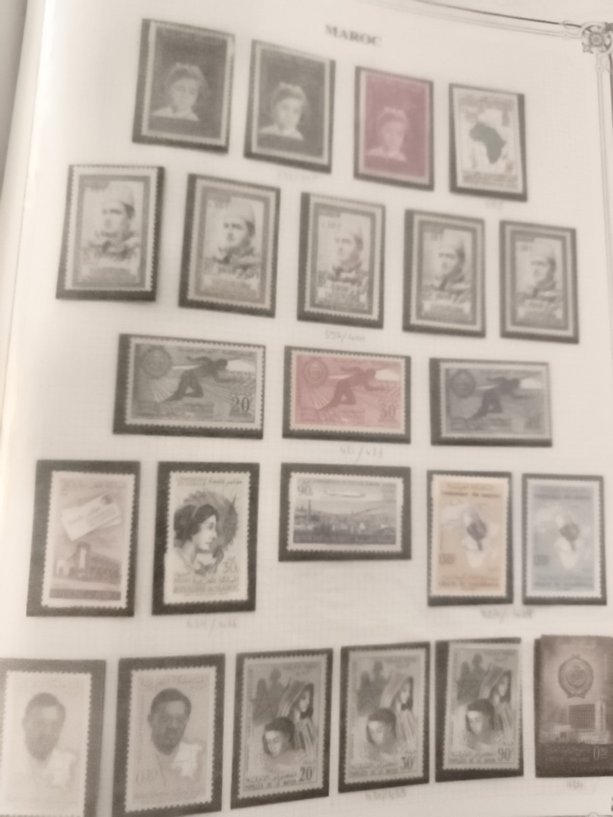 Timbres Maroc oblitérés et neufs lot philatélie thématiques portrait avion